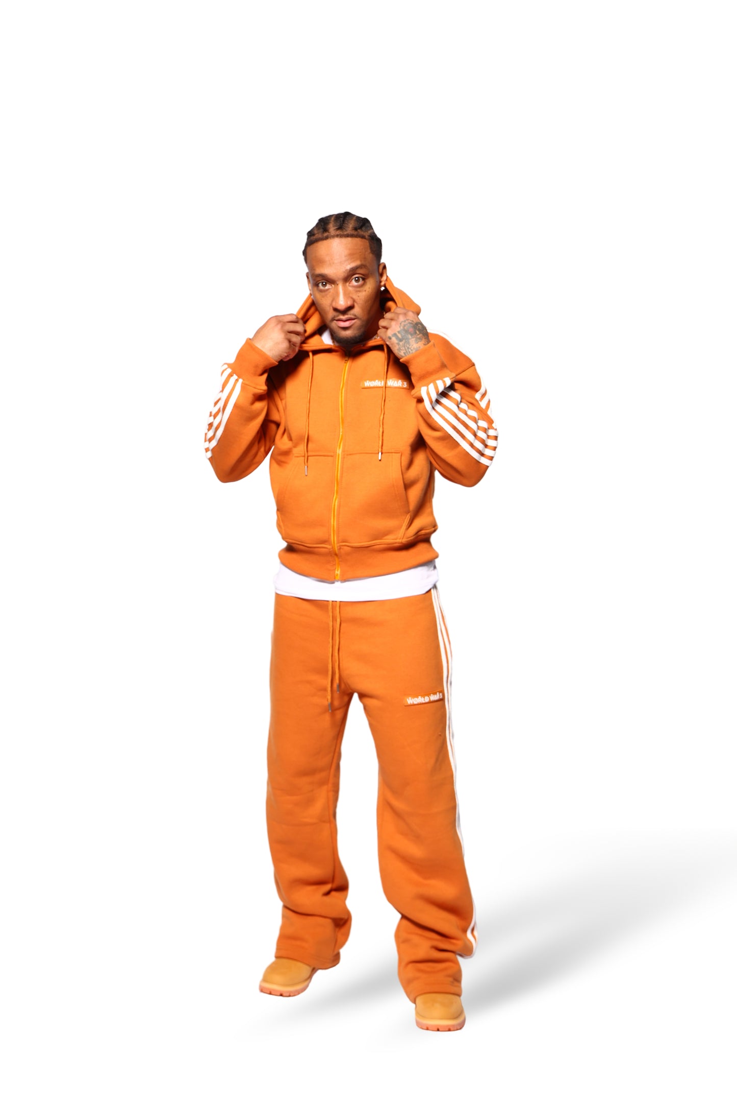 WW3 4 STRIPE JOGGING SUIT RUST