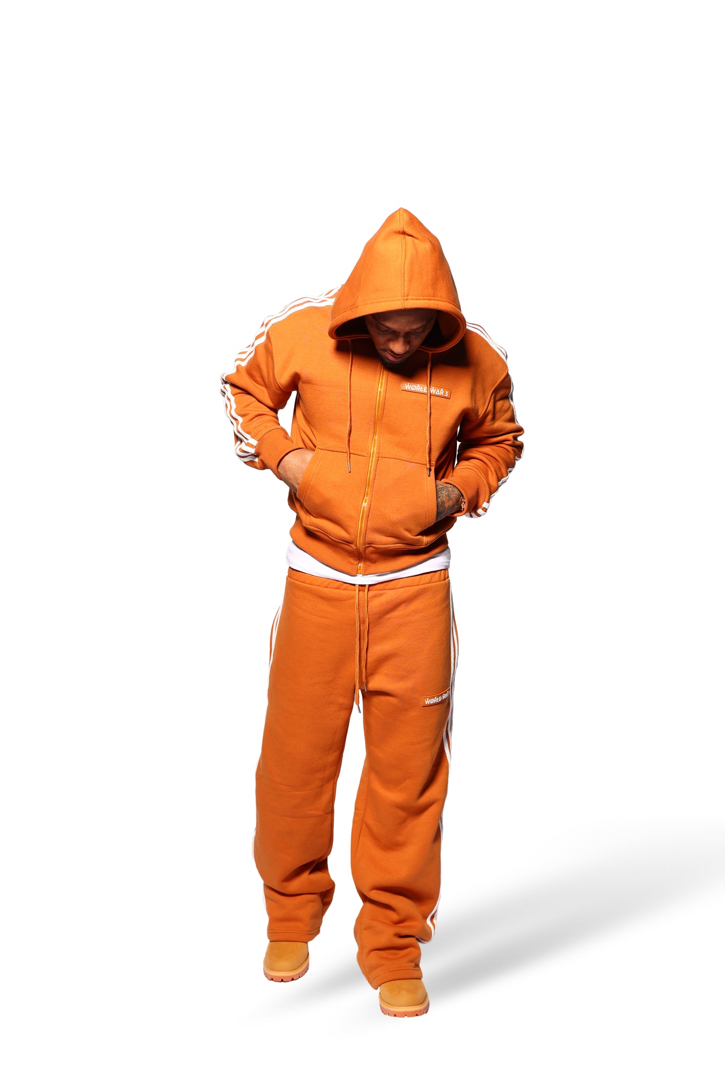 WW3 4 STRIPE JOGGING SUIT RUST