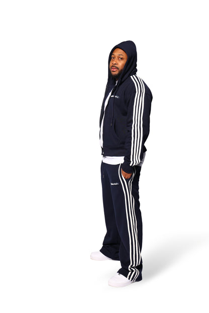 WW3 4 STRIPE JOGGING SUIT NAVY