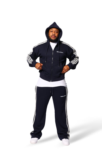 WW3 4 STRIPE JOGGING SUIT NAVY