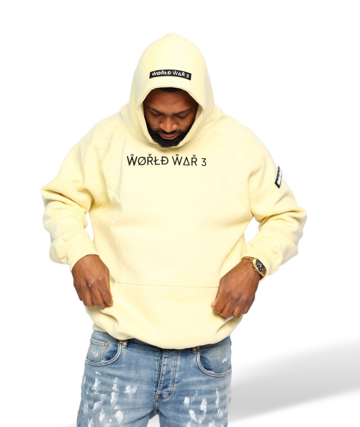 WW3 HELMET LOGO HOODIE CREAM